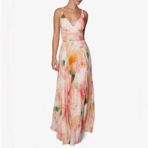 NWT Marble Chiffon Pleated Gown by Laundry Shelli Segal Size 4